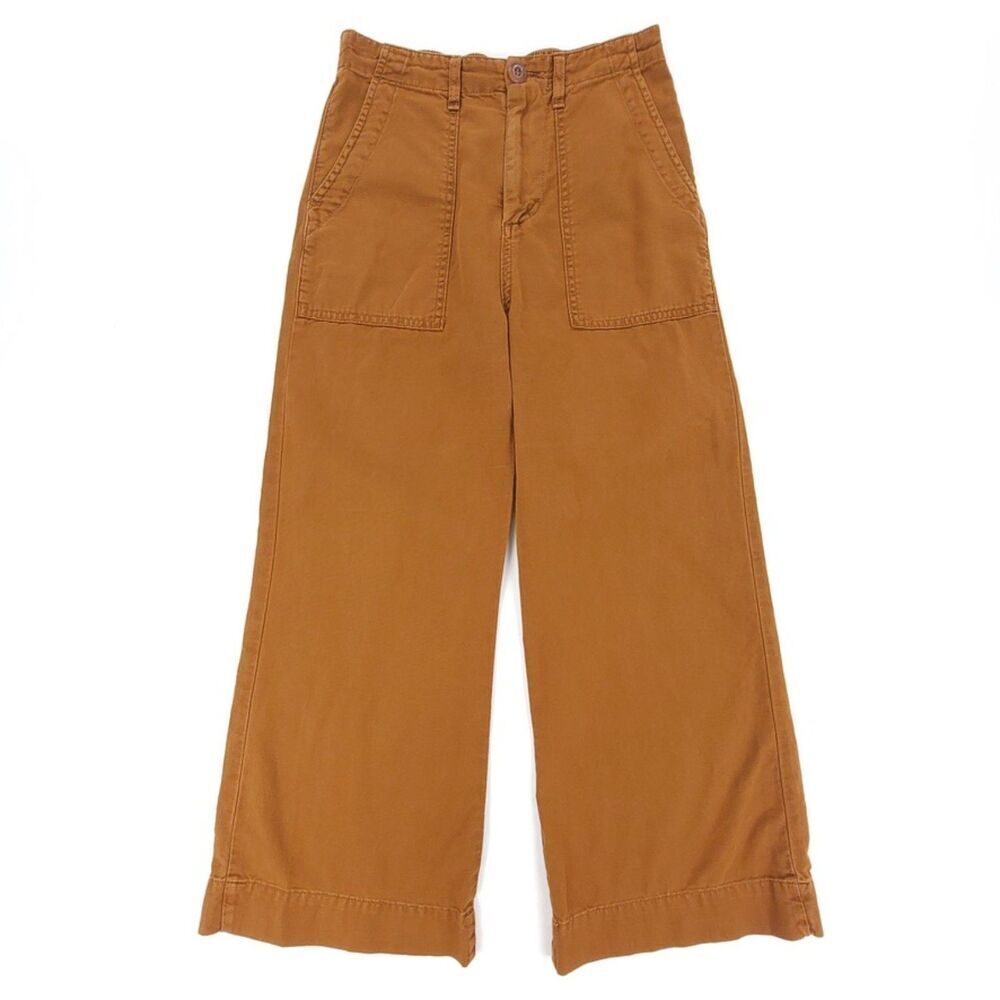 THE GREAT Ranger Baggy Straight Ankle Crop Utility Pants Military Rust Brown 26